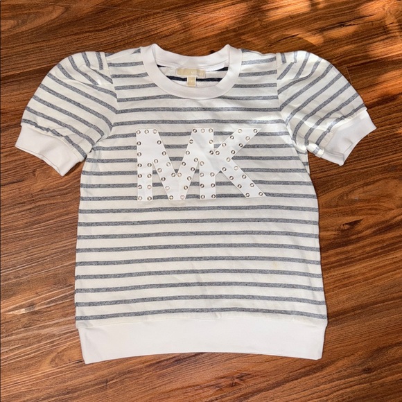 Michael Kors White and Gray Striped Top - Picture 1 of 7